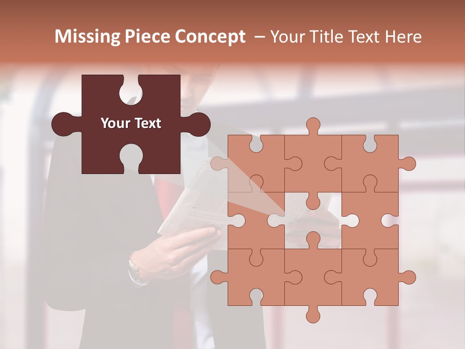 A Man In A Suit Reading A Newspaper PowerPoint Template