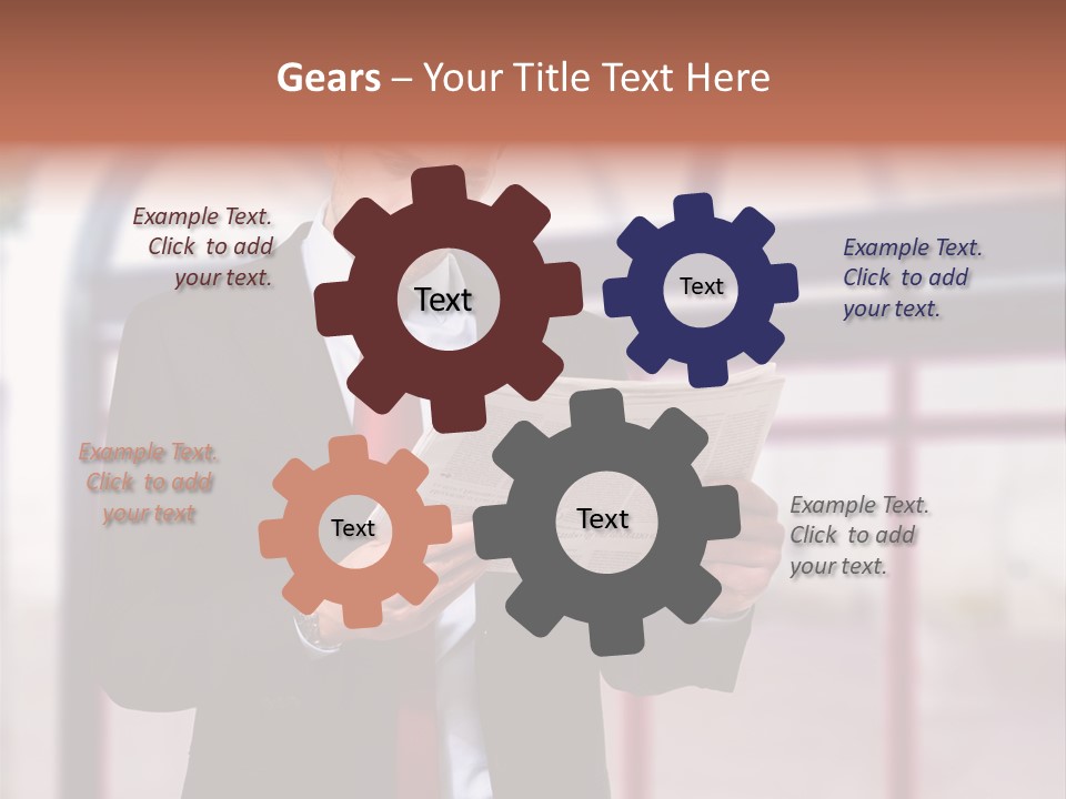 A Man In A Suit Reading A Newspaper PowerPoint Template