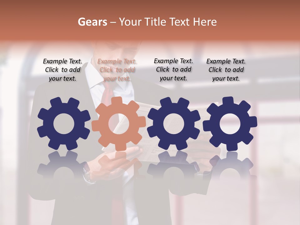 A Man In A Suit Reading A Newspaper PowerPoint Template