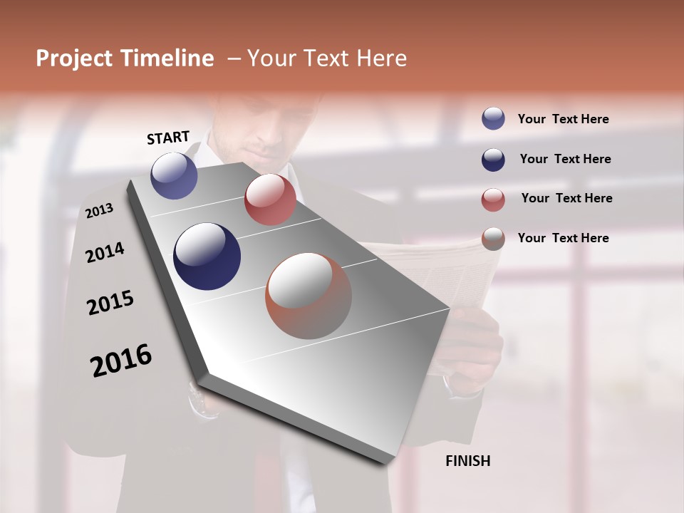 A Man In A Suit Reading A Newspaper PowerPoint Template