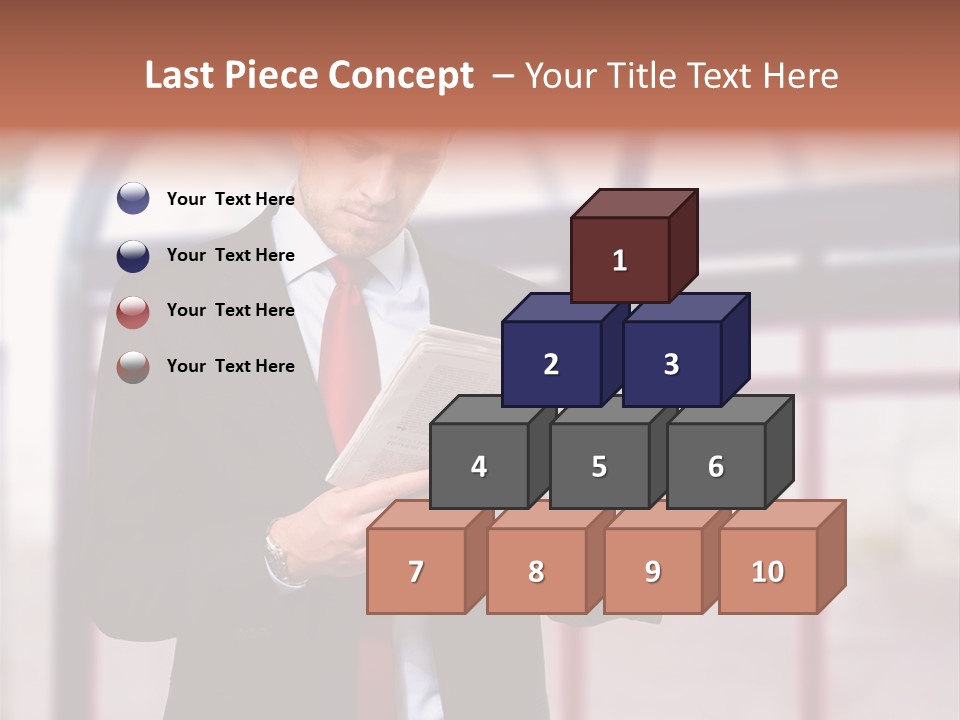 A Man In A Suit Reading A Newspaper PowerPoint Template
