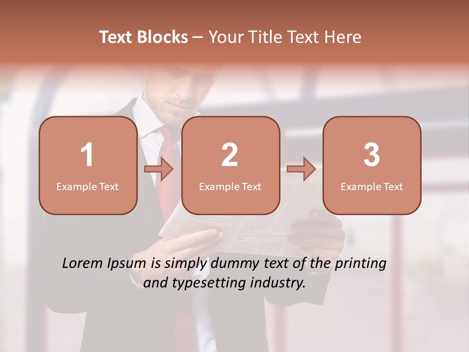 A Man In A Suit Reading A Newspaper PowerPoint Template