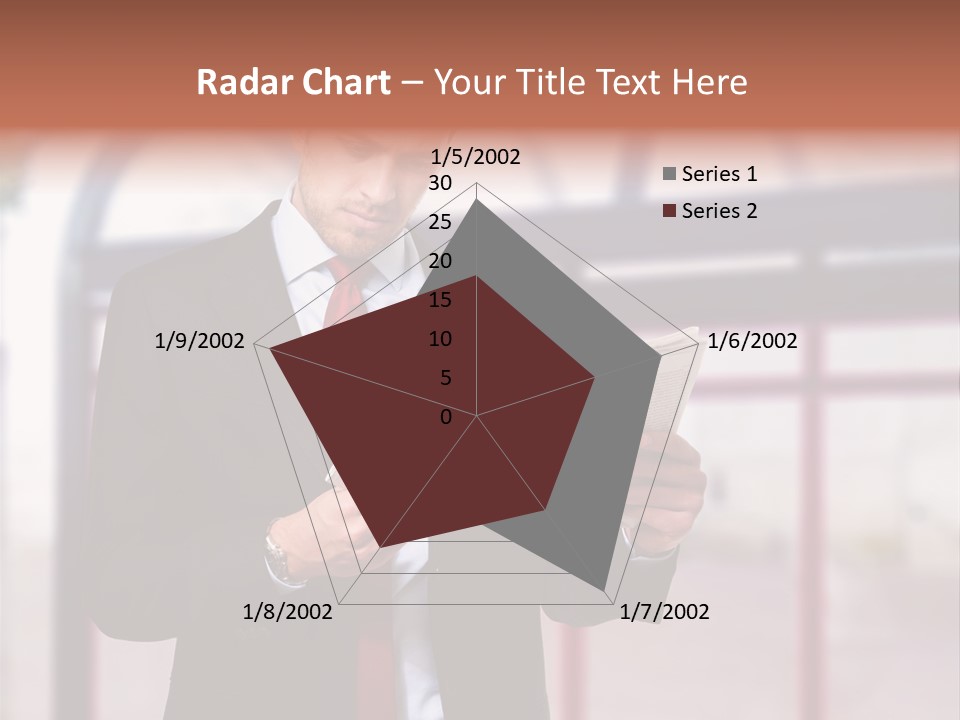 A Man In A Suit Reading A Newspaper PowerPoint Template