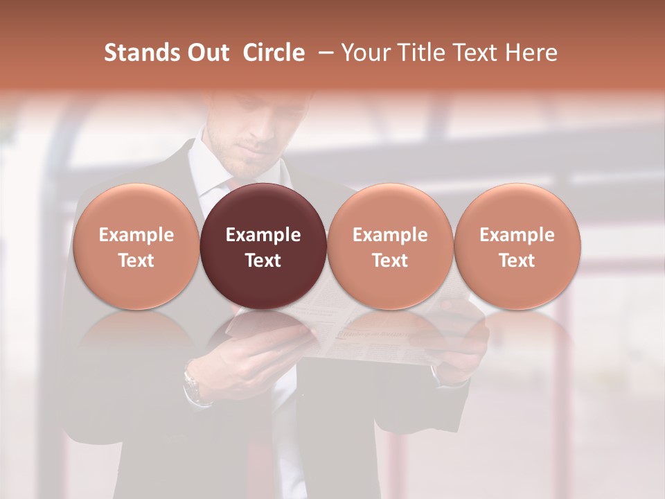 A Man In A Suit Reading A Newspaper PowerPoint Template