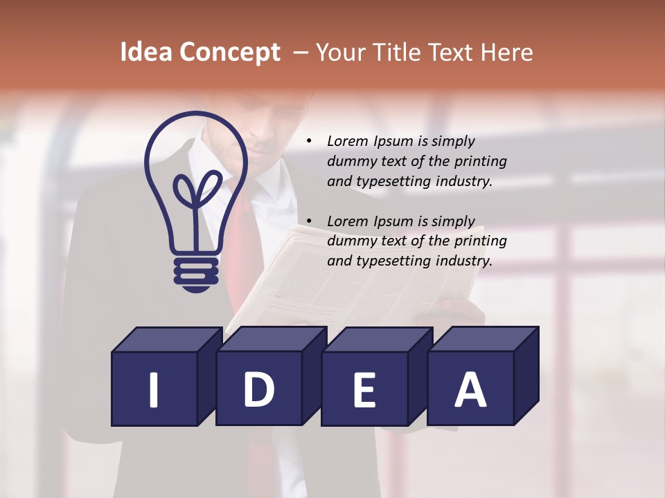 A Man In A Suit Reading A Newspaper PowerPoint Template