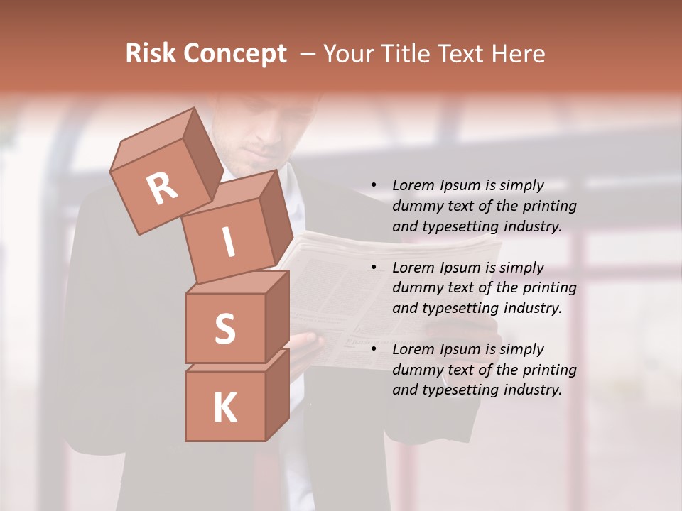 A Man In A Suit Reading A Newspaper PowerPoint Template