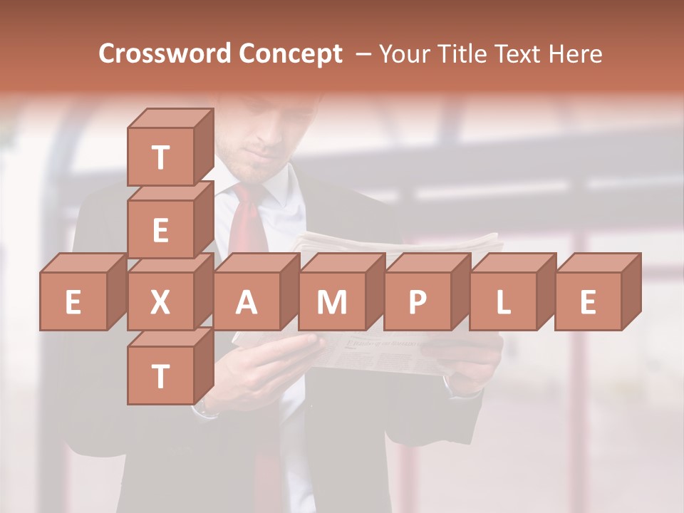 A Man In A Suit Reading A Newspaper PowerPoint Template