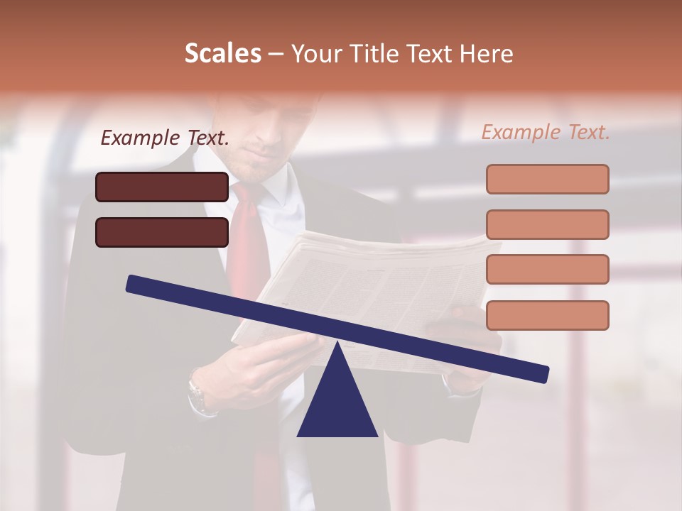 A Man In A Suit Reading A Newspaper PowerPoint Template