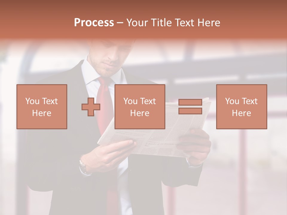 A Man In A Suit Reading A Newspaper PowerPoint Template