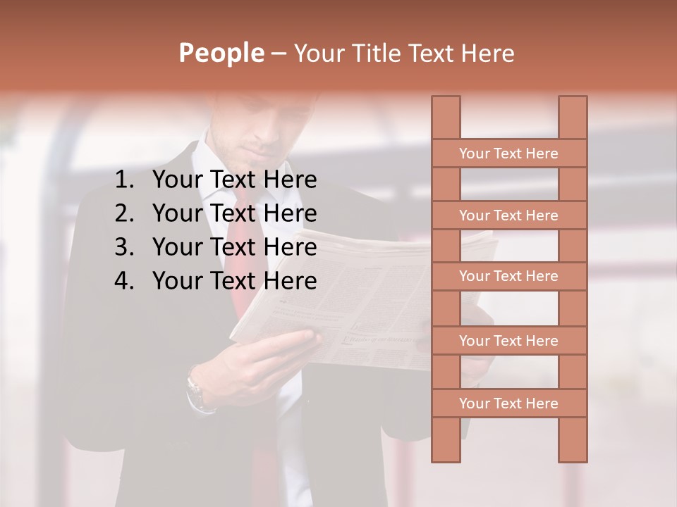 A Man In A Suit Reading A Newspaper PowerPoint Template