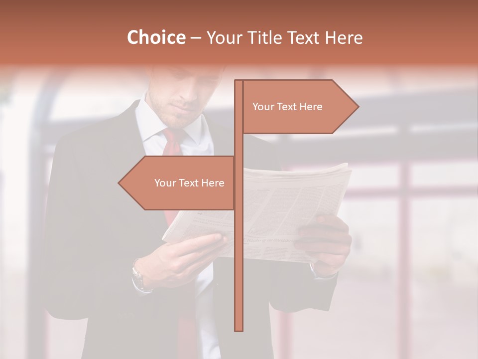 A Man In A Suit Reading A Newspaper PowerPoint Template