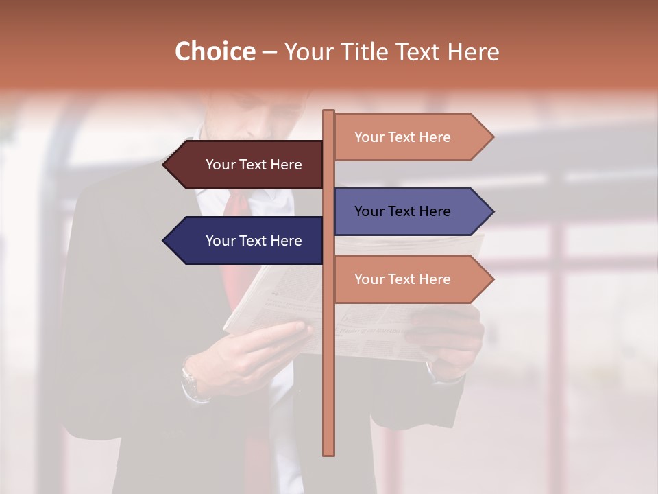 A Man In A Suit Reading A Newspaper PowerPoint Template