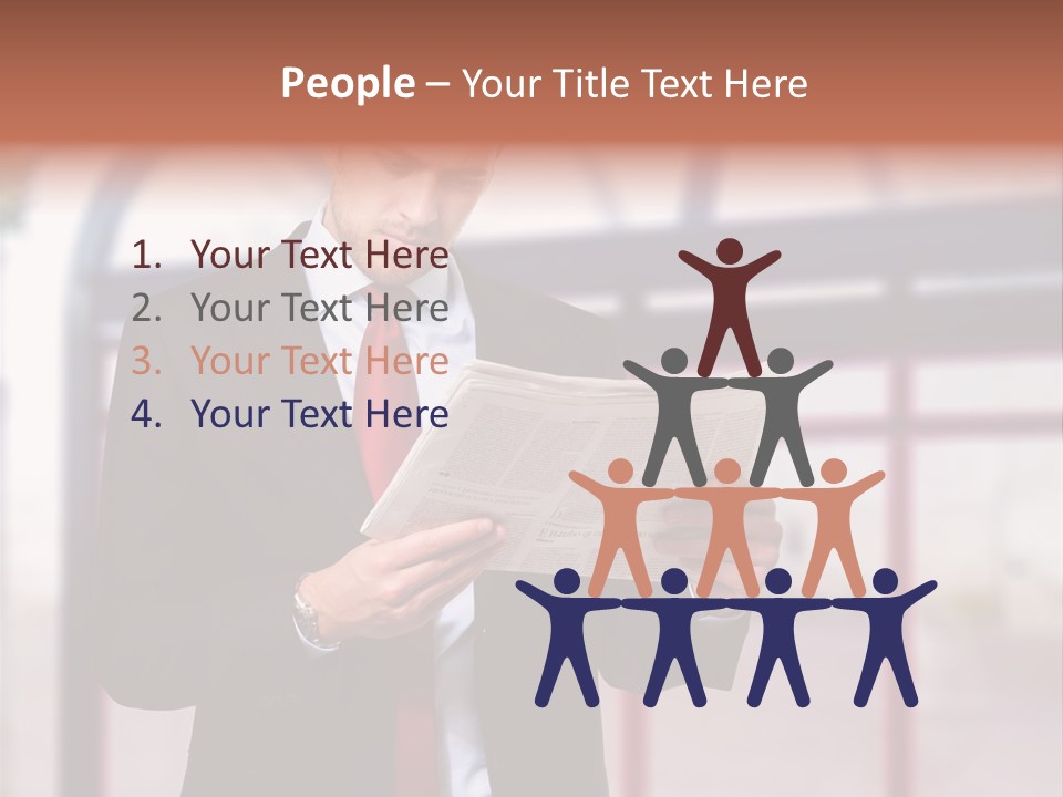 A Man In A Suit Reading A Newspaper PowerPoint Template