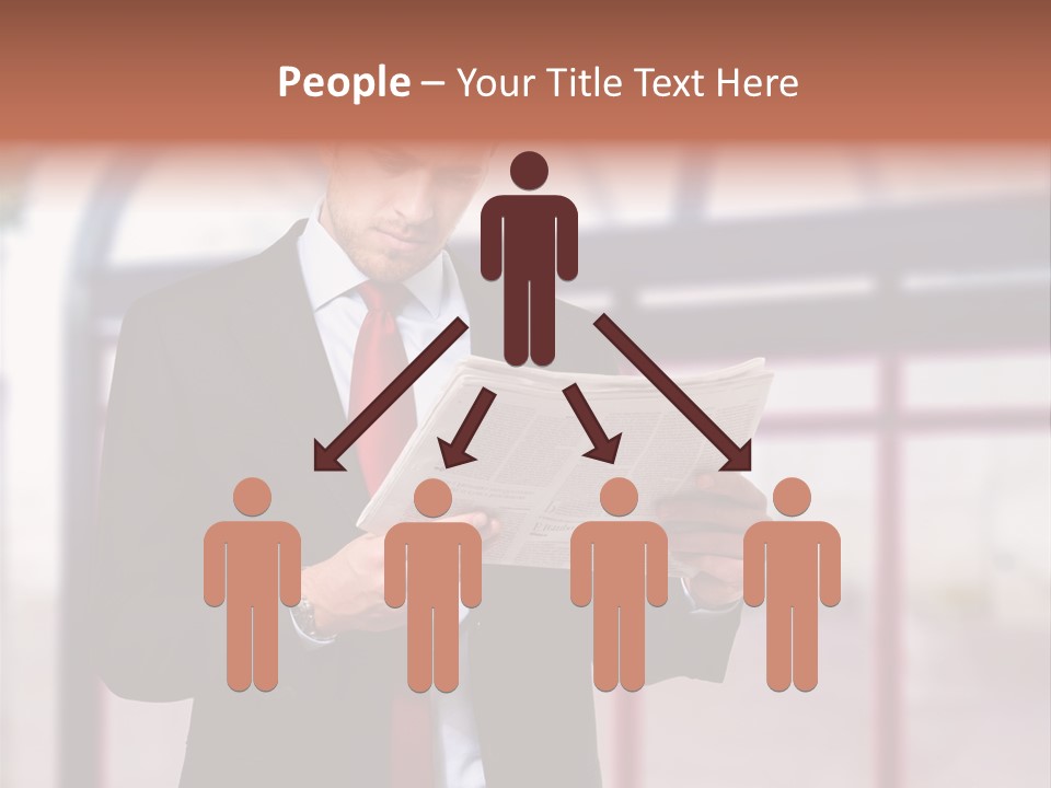 A Man In A Suit Reading A Newspaper PowerPoint Template