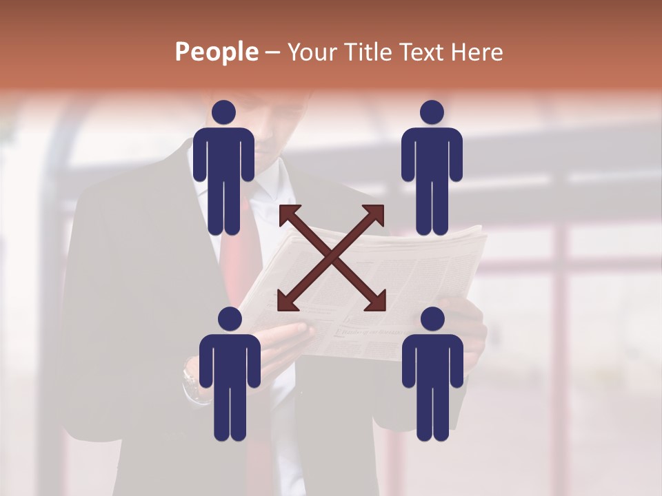 A Man In A Suit Reading A Newspaper PowerPoint Template