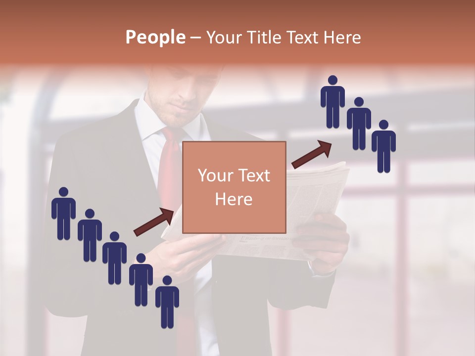 A Man In A Suit Reading A Newspaper PowerPoint Template