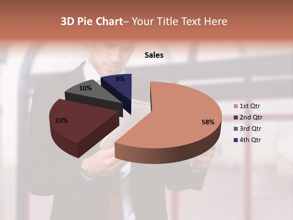 A Man In A Suit Reading A Newspaper PowerPoint Template