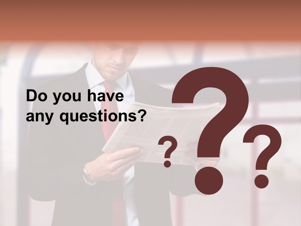 A Man In A Suit Reading A Newspaper PowerPoint Template