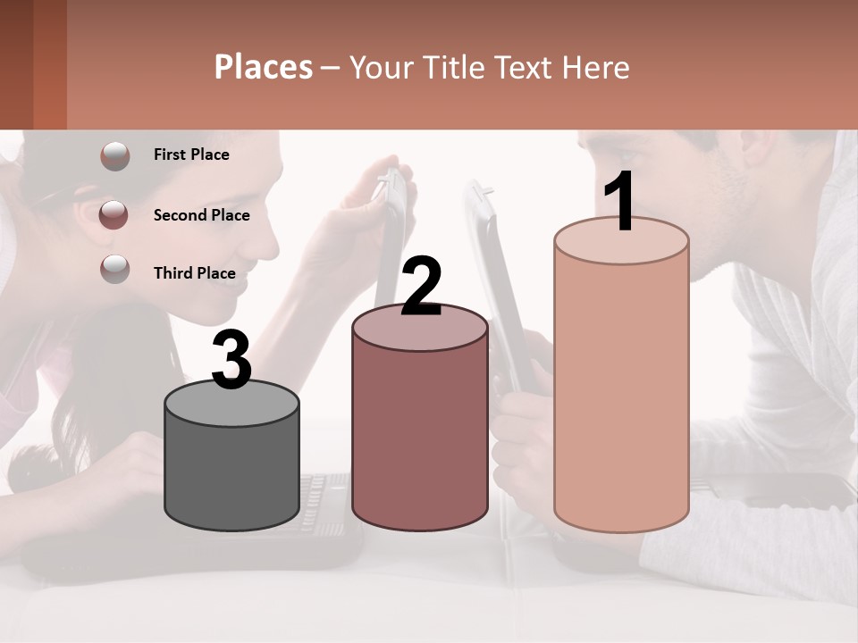 A Man And Woman Looking At A Laptop Screen PowerPoint Template