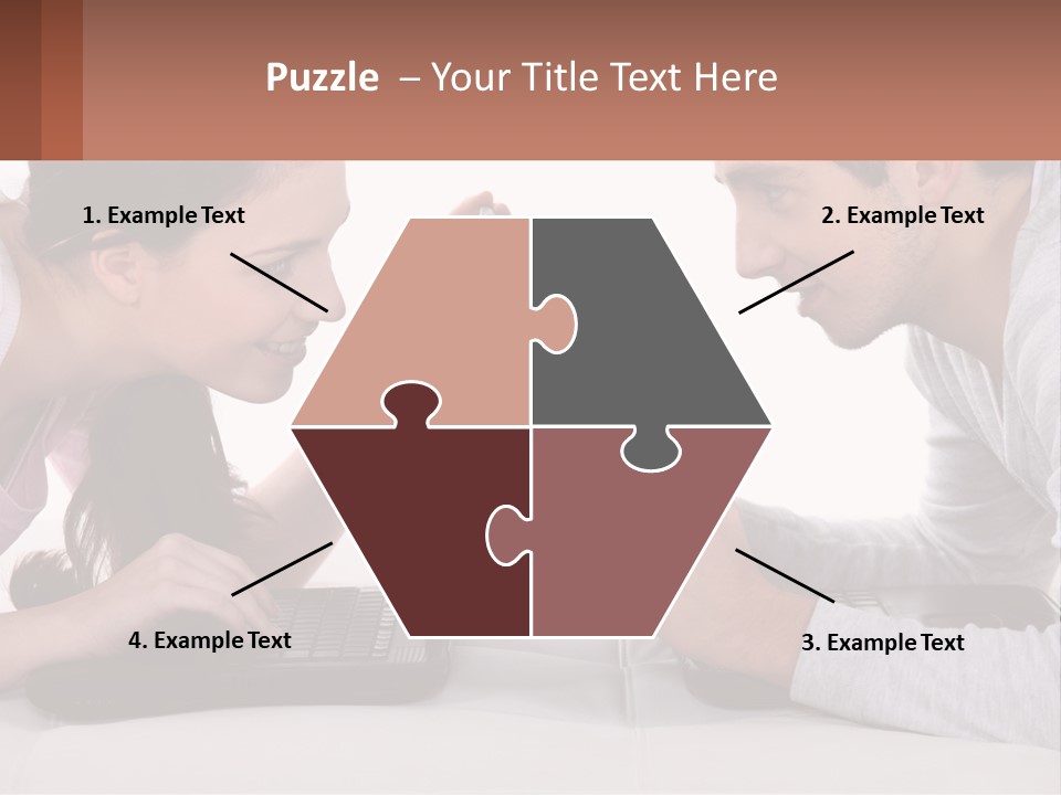 A Man And Woman Looking At A Laptop Screen PowerPoint Template