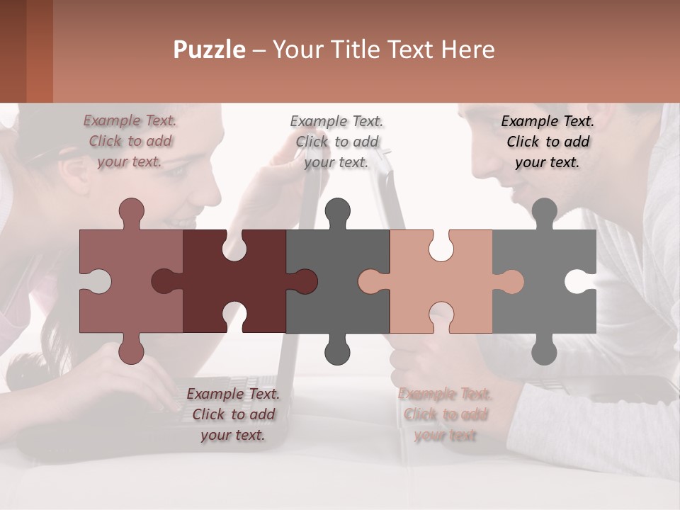 A Man And Woman Looking At A Laptop Screen PowerPoint Template