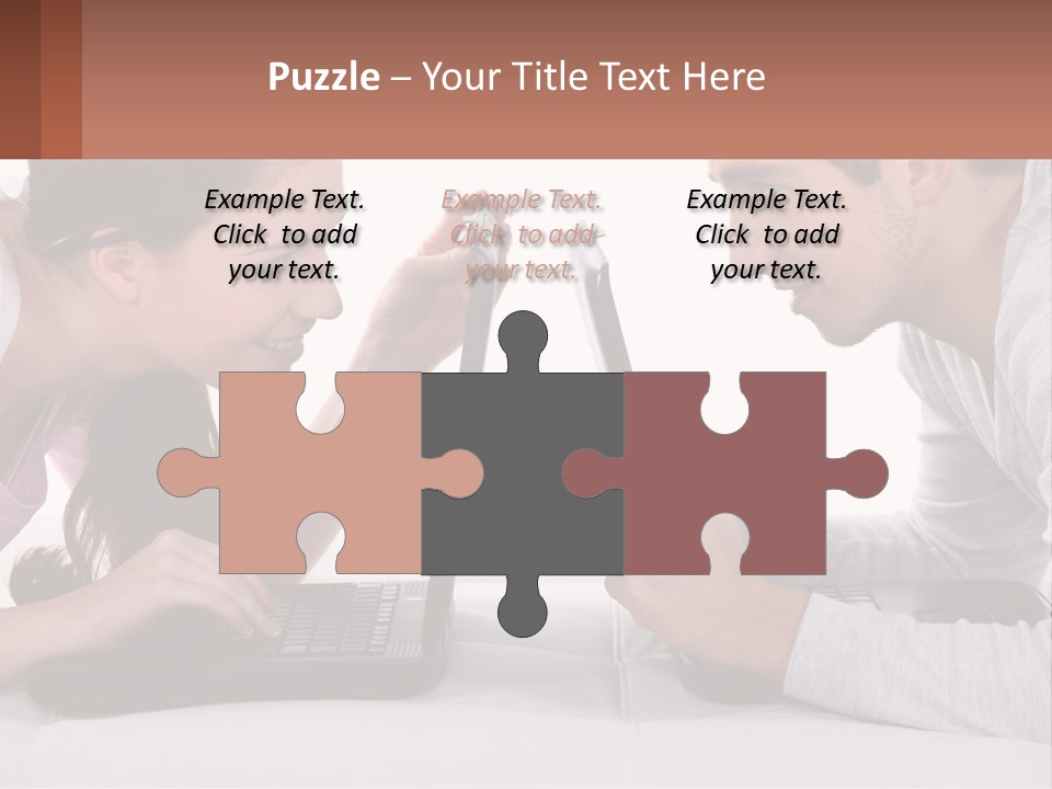 A Man And Woman Looking At A Laptop Screen PowerPoint Template