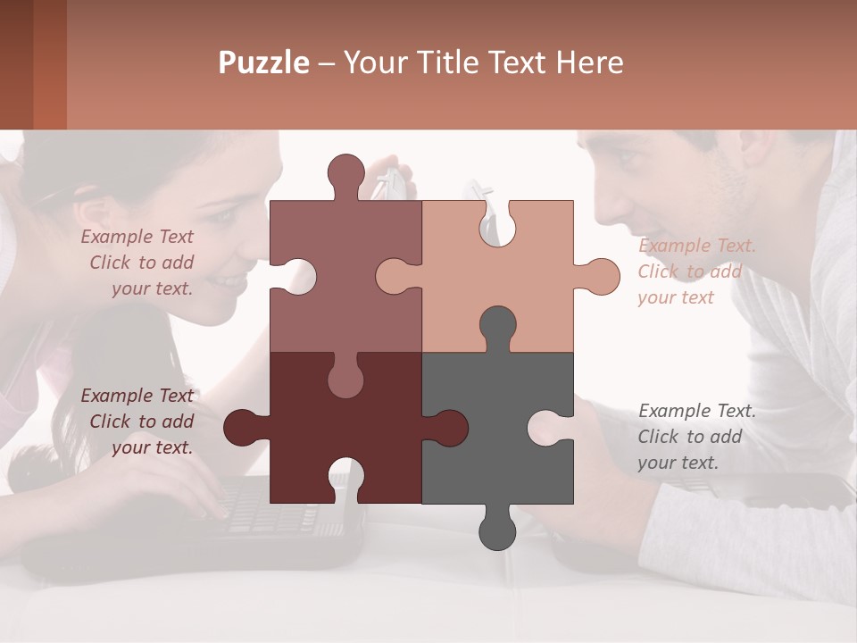 A Man And Woman Looking At A Laptop Screen PowerPoint Template