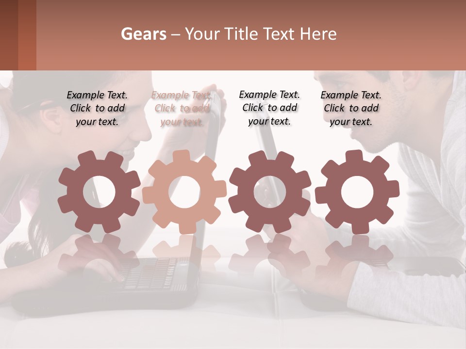 A Man And Woman Looking At A Laptop Screen PowerPoint Template