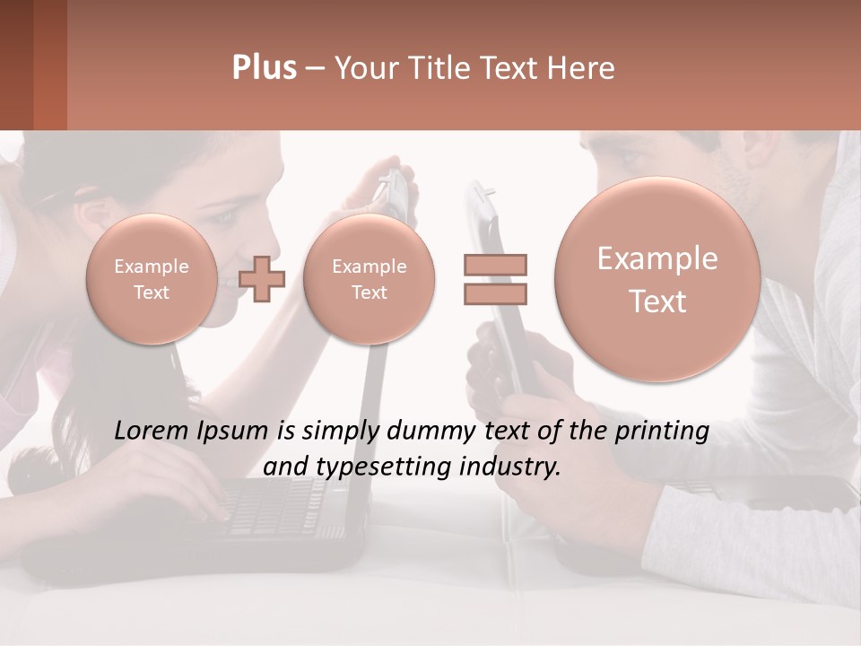 A Man And Woman Looking At A Laptop Screen PowerPoint Template