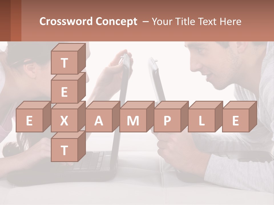 A Man And Woman Looking At A Laptop Screen PowerPoint Template