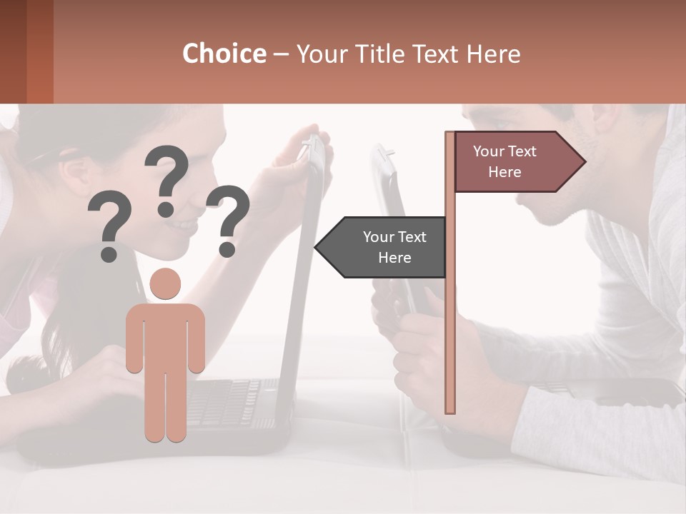 A Man And Woman Looking At A Laptop Screen PowerPoint Template