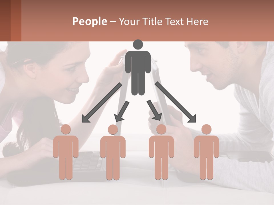 A Man And Woman Looking At A Laptop Screen PowerPoint Template