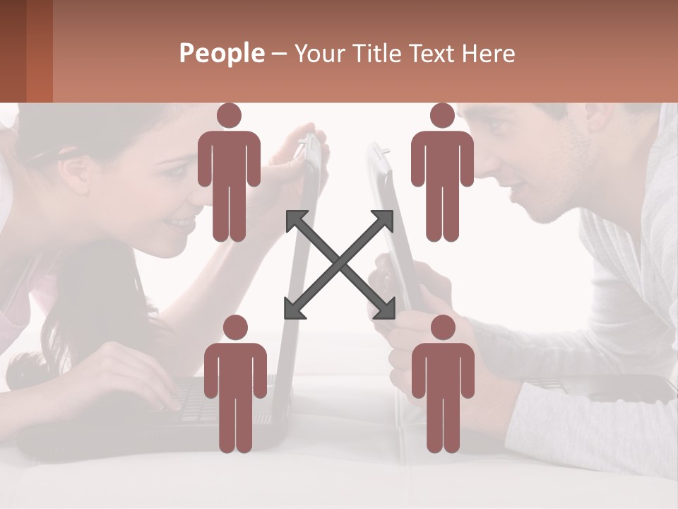 A Man And Woman Looking At A Laptop Screen PowerPoint Template