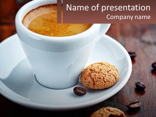 A Cup Of Coffee And A Cookie On A Saucer PowerPoint Template