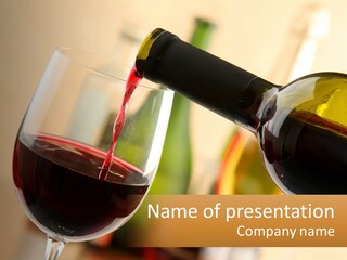 A Bottle Of Wine Being Poured Into A Glass PowerPoint Template