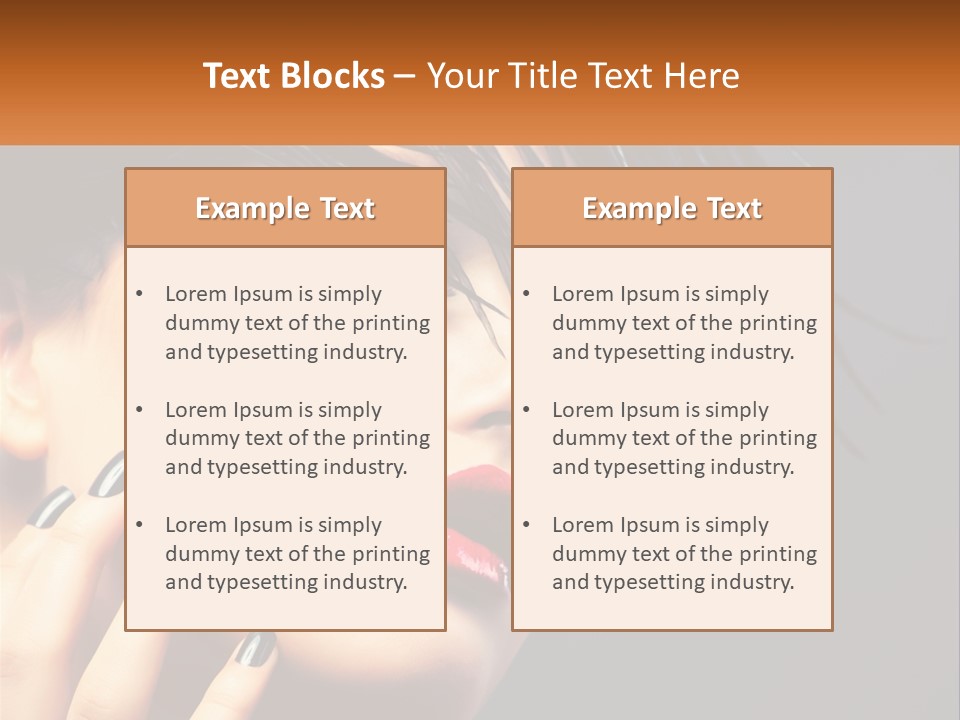 A Woman's Face With Black And White Nails And A Red Lipstick PowerPoint Template