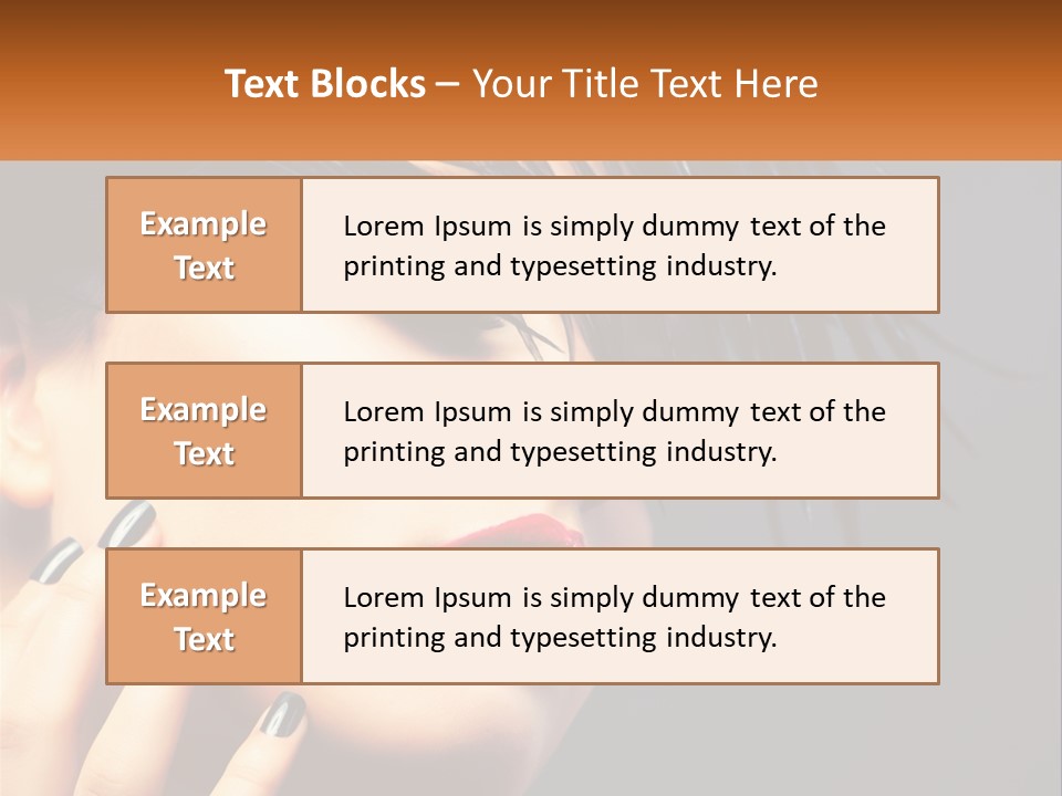 A Woman's Face With Black And White Nails And A Red Lipstick PowerPoint Template