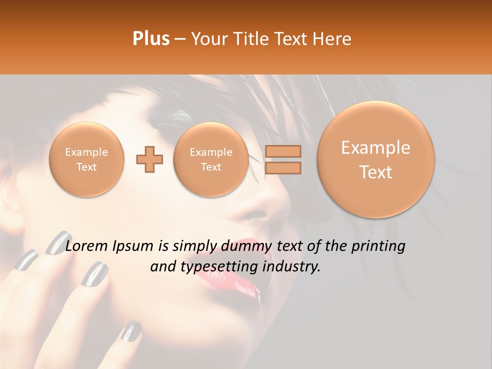 A Woman's Face With Black And White Nails And A Red Lipstick PowerPoint Template