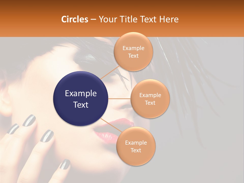 A Woman's Face With Black And White Nails And A Red Lipstick PowerPoint Template