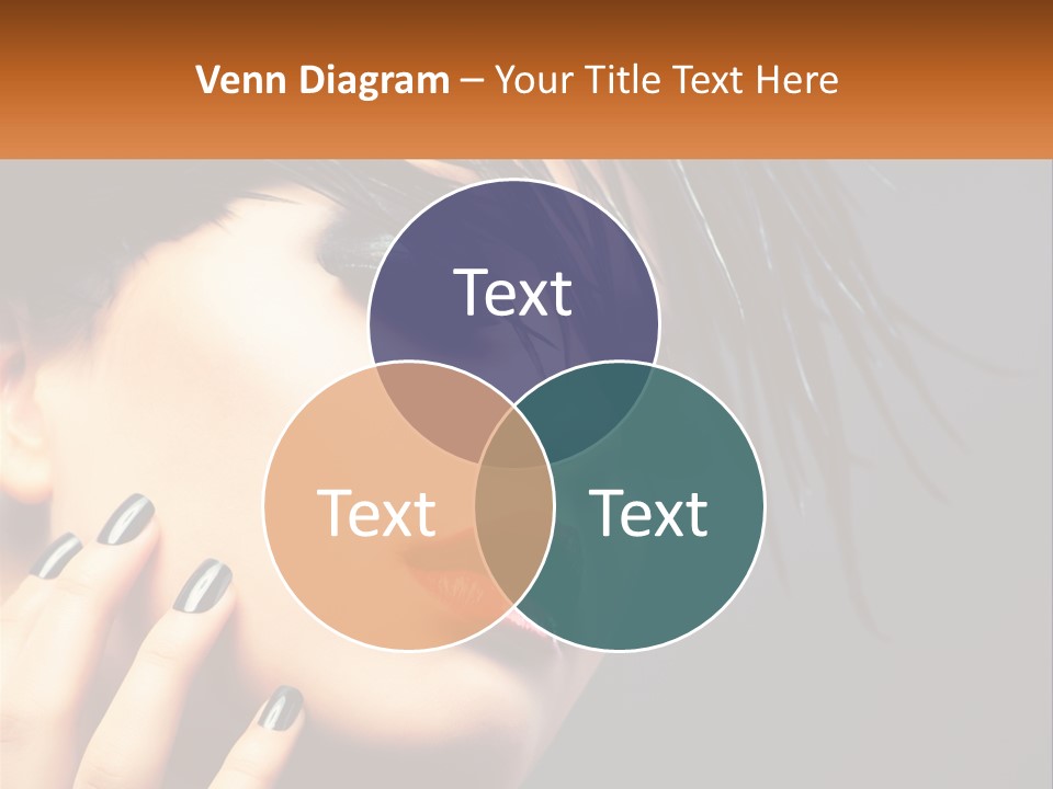 A Woman's Face With Black And White Nails And A Red Lipstick PowerPoint Template