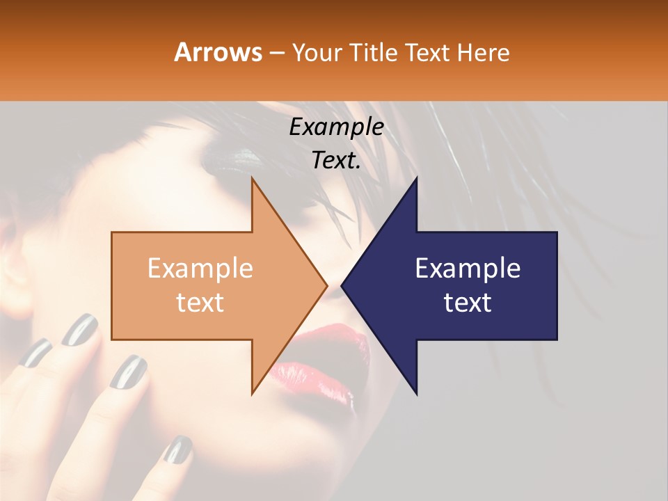 A Woman's Face With Black And White Nails And A Red Lipstick PowerPoint Template