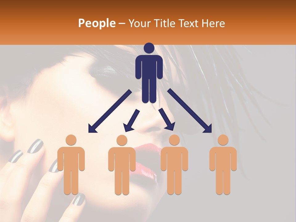 A Woman's Face With Black And White Nails And A Red Lipstick PowerPoint Template