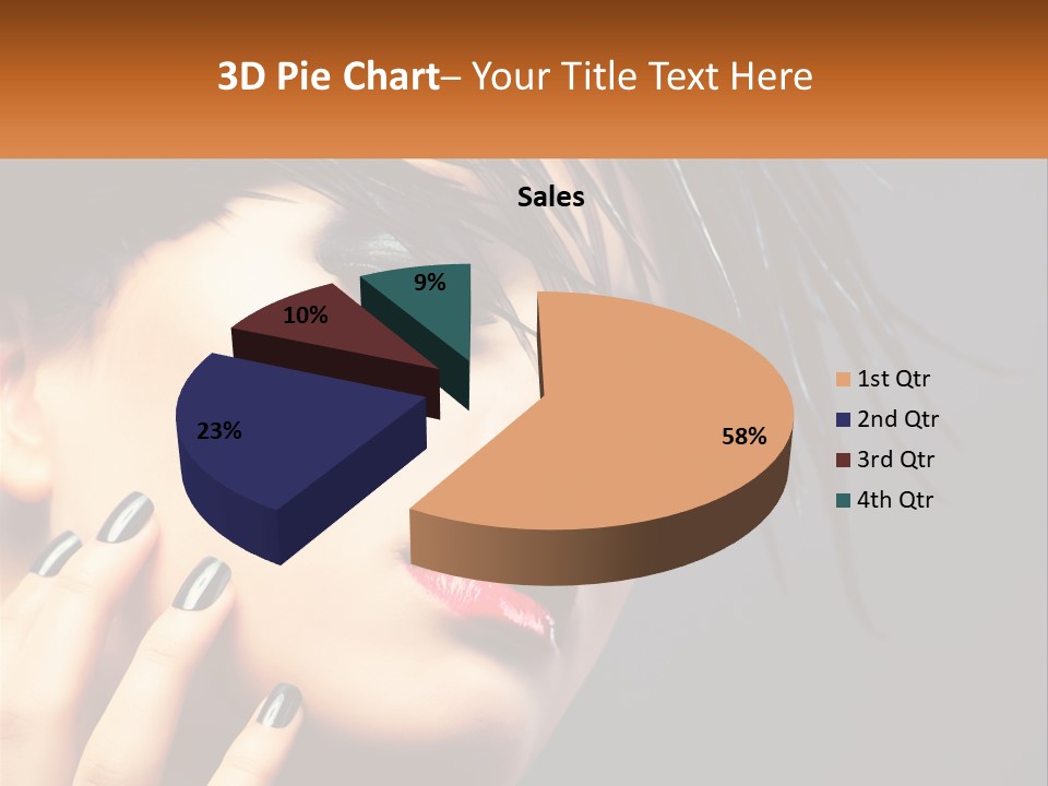 A Woman's Face With Black And White Nails And A Red Lipstick PowerPoint Template