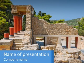 A Stone Building With Columns And Pillars In Front Of It PowerPoint Template