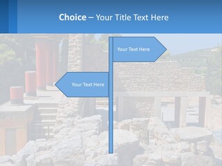 A Stone Building With Columns And Pillars In Front Of It PowerPoint Template
