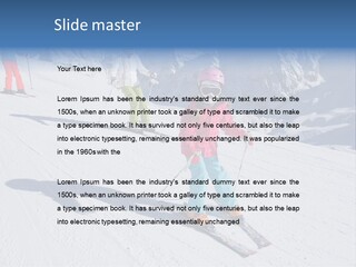A Group Of People Riding Skis Down A Snow Covered Slope PowerPoint Template