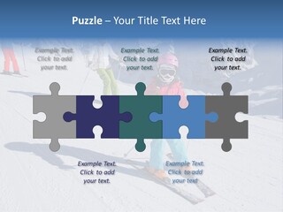 A Group Of People Riding Skis Down A Snow Covered Slope PowerPoint Template