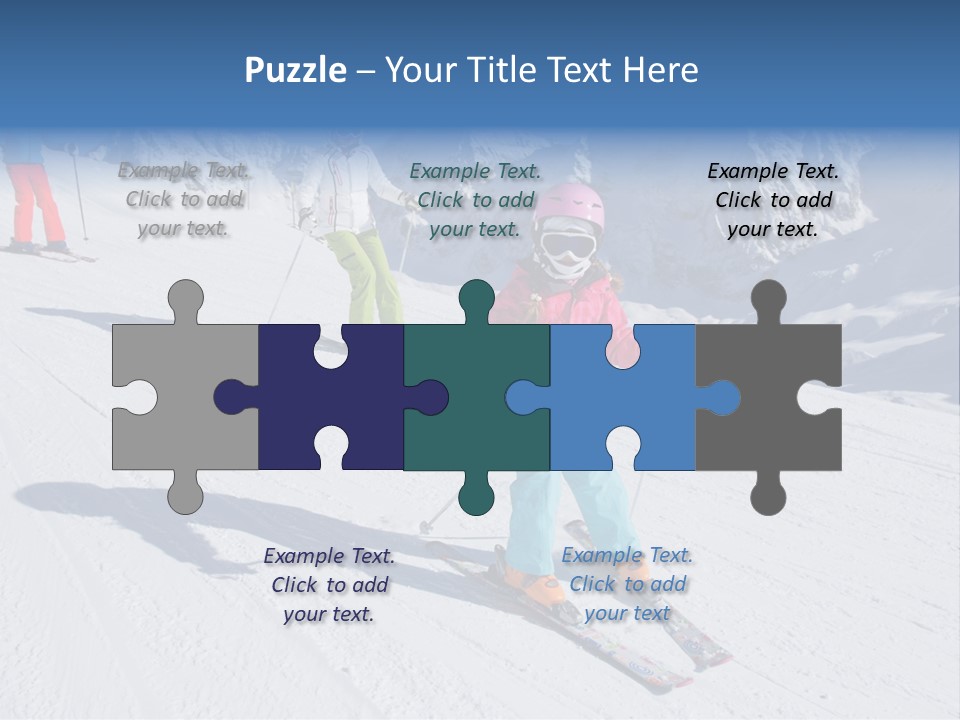 A Group Of People Riding Skis Down A Snow Covered Slope PowerPoint Template