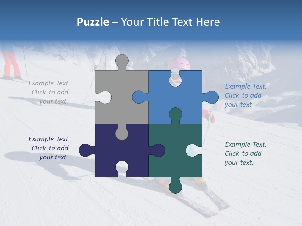 A Group Of People Riding Skis Down A Snow Covered Slope PowerPoint Template