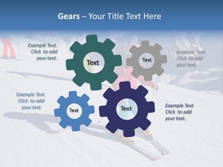 A Group Of People Riding Skis Down A Snow Covered Slope PowerPoint Template